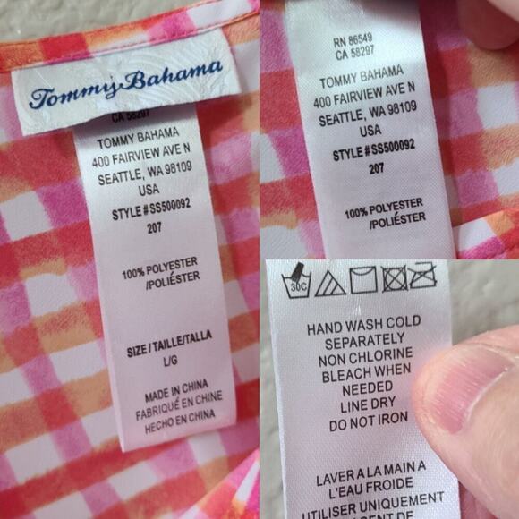 Tommy Bahama Slip Dress Large Tall Gingham Straps Maxi Beach Ruffles‎ Vibrant - Picture 12 of 12